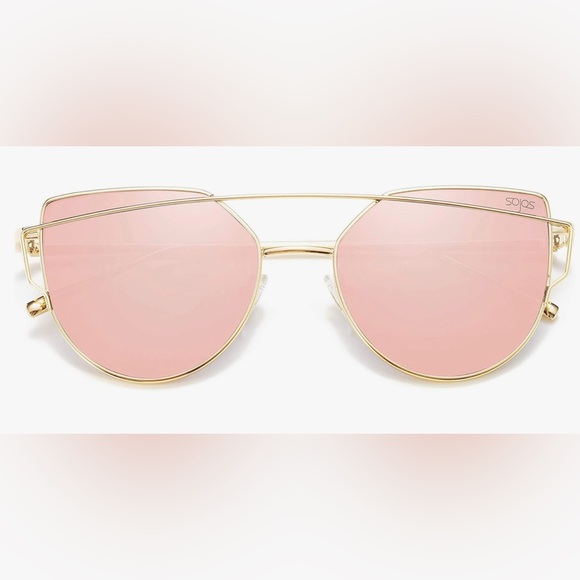 Pink Barbie mirror oversized cateye sunglasses glam sexy reflective beach summer - Picture 5 of 5